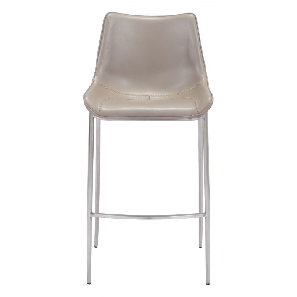 STOOL ZUO MAGNUS 101274 | Barstool | Brown | Silver | 100% Polyurethane | Faux Leather | Inside | Interior Bar Restaurant Cafetería Food Court Bar Breakfast Kitchen Bistro