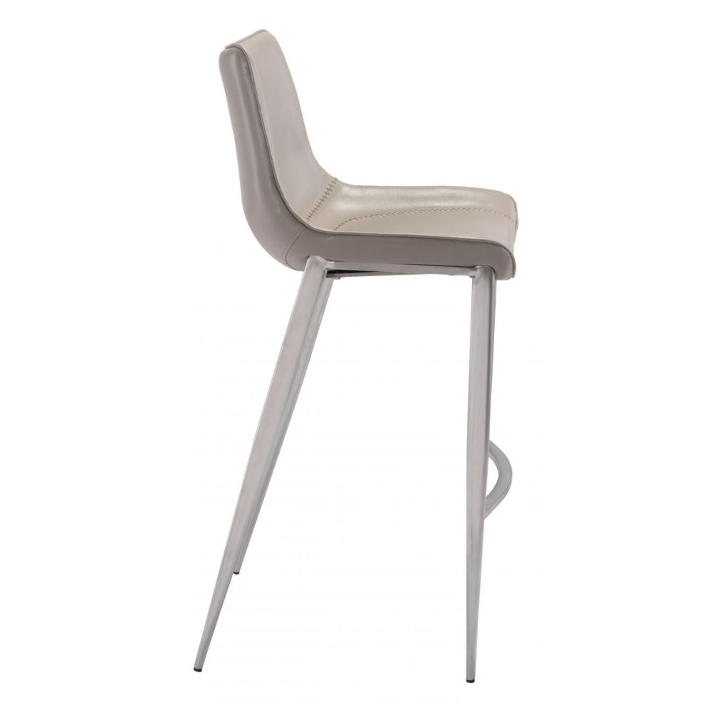 STOOL ZUO MAGNUS 101274 | Barstool | Brown | Silver | 100% Polyurethane | Faux Leather | Inside | Interior Bar Restaurant Cafetería Food Court Bar Breakfast Kitchen Bistro