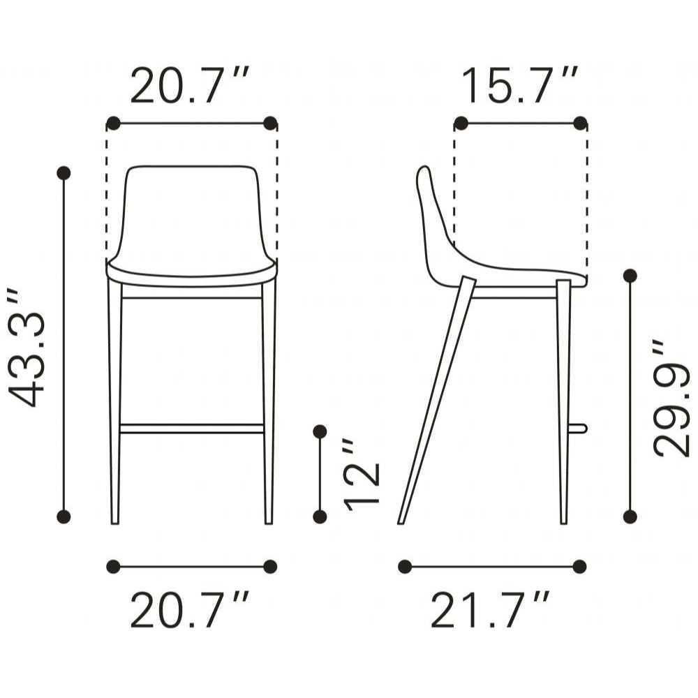STOOL ZUO MAGNUS 101277 | Barstool | Walnut | 100% Polyurethane | Faux Leather | Inside | Interior Bar Restaurant Cafetería Food Court Bar Breakfast Kitchen Bistro
