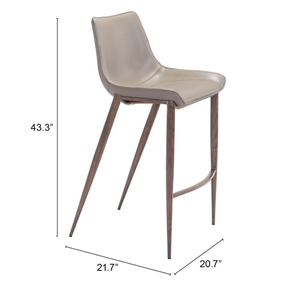 STOOL ZUO MAGNUS 101277 | Barstool | Walnut | 100% Polyurethane | Faux Leather | Inside | Interior Bar Restaurant Cafetería Food Court Bar Breakfast Kitchen Bistro