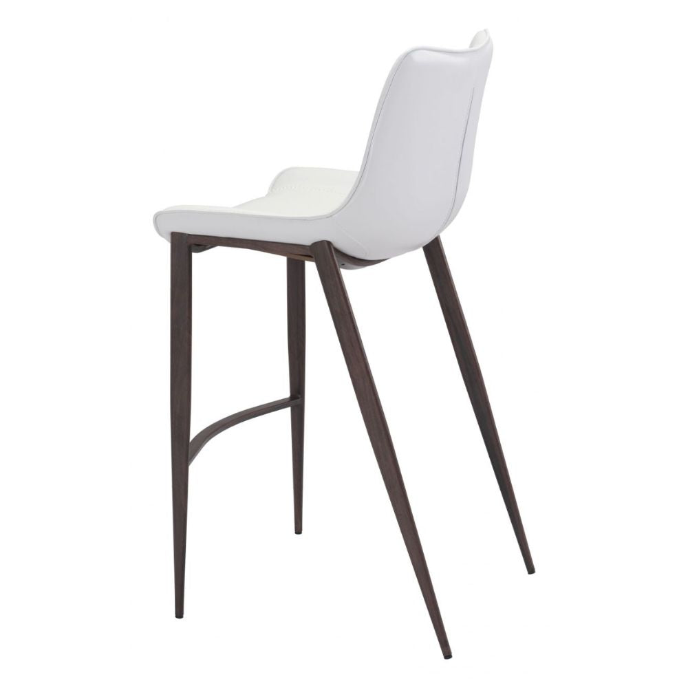 STOOL ZUO MAGNUS 101278 | Barstool | Walnut | White | 100% Polyurethane | Faux Leather | Inside | Interior Bar Restaurant Cafetería Food Court Bar Breakfast Kitchen Bistro