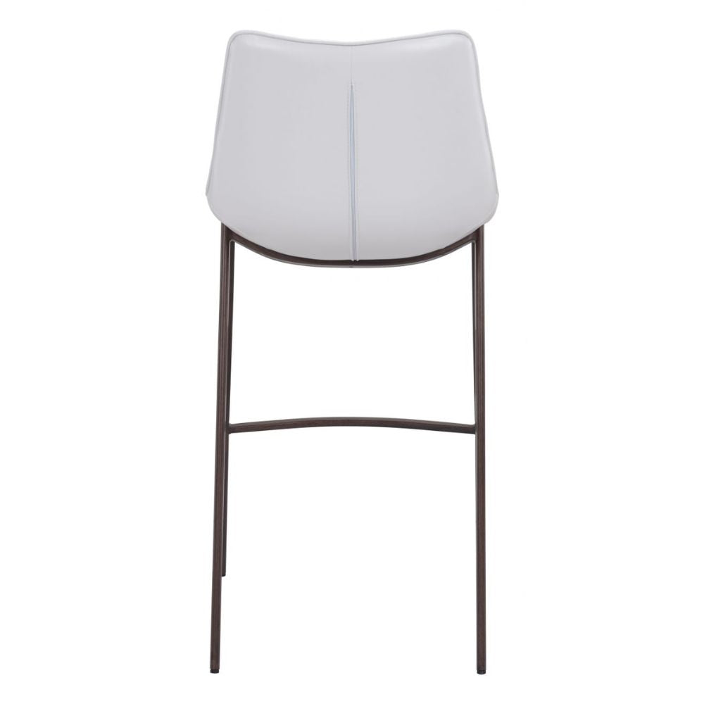 STOOL ZUO MAGNUS 101278 | Barstool | Walnut | White | 100% Polyurethane | Faux Leather | Inside | Interior Bar Restaurant Cafetería Food Court Bar Breakfast Kitchen Bistro