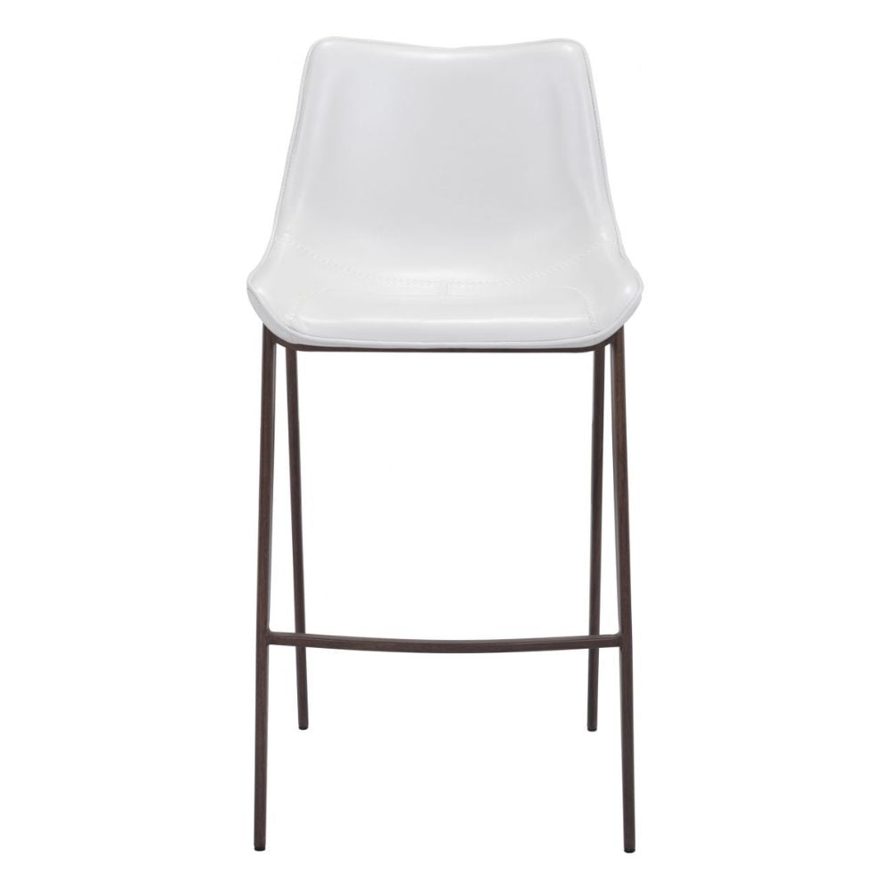 STOOL ZUO MAGNUS 101278 | Barstool | Walnut | White | 100% Polyurethane | Faux Leather | Inside | Interior Bar Restaurant Cafetería Food Court Bar Breakfast Kitchen Bistro