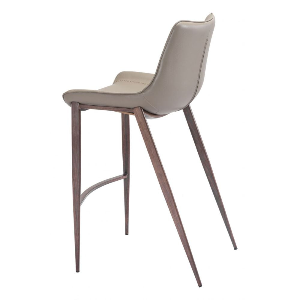 STOOL ZUO MAGNUS 101277 | Barstool | Walnut | 100% Polyurethane | Faux Leather | Inside | Interior Bar Restaurant Cafetería Food Court Bar Breakfast Kitchen Bistro