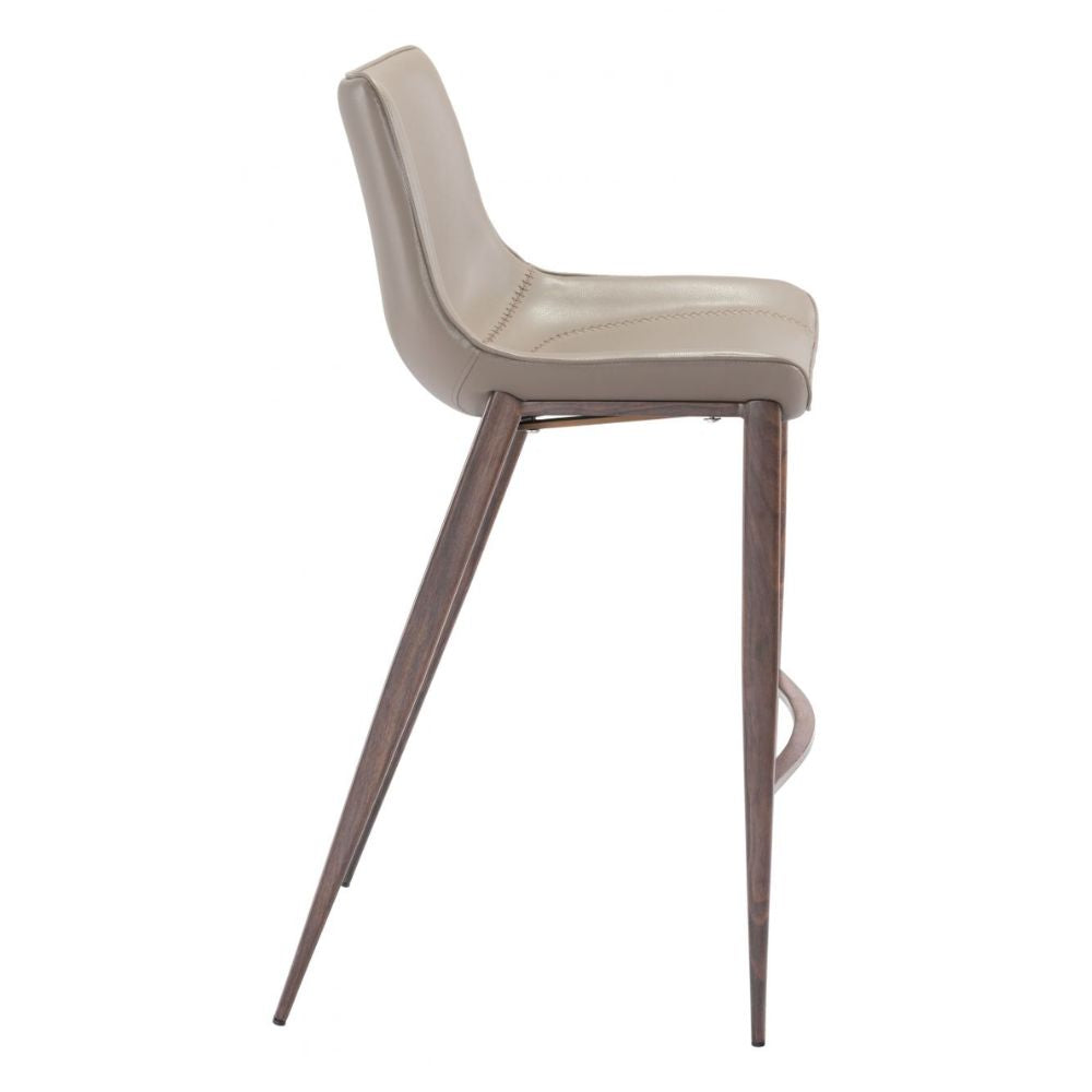 STOOL ZUO MAGNUS 101277 | Barstool | Walnut | 100% Polyurethane | Faux Leather | Inside | Interior Bar Restaurant Cafetería Food Court Bar Breakfast Kitchen Bistro