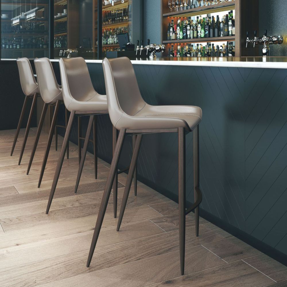 STOOL ZUO MAGNUS 101277 | Barstool | Walnut | 100% Polyurethane | Faux Leather | Inside | Interior Bar Restaurant Cafetería Food Court Bar Breakfast Kitchen Bistro Set