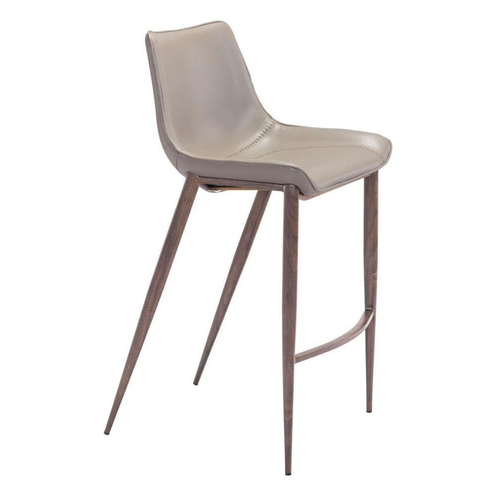 STOOL ZUO MAGNUS 101277 | Barstool | Walnut | 100% Polyurethane | Faux Leather | Inside | Interior Bar Restaurant Cafetería Food Court Bar Breakfast Kitchen Bistro