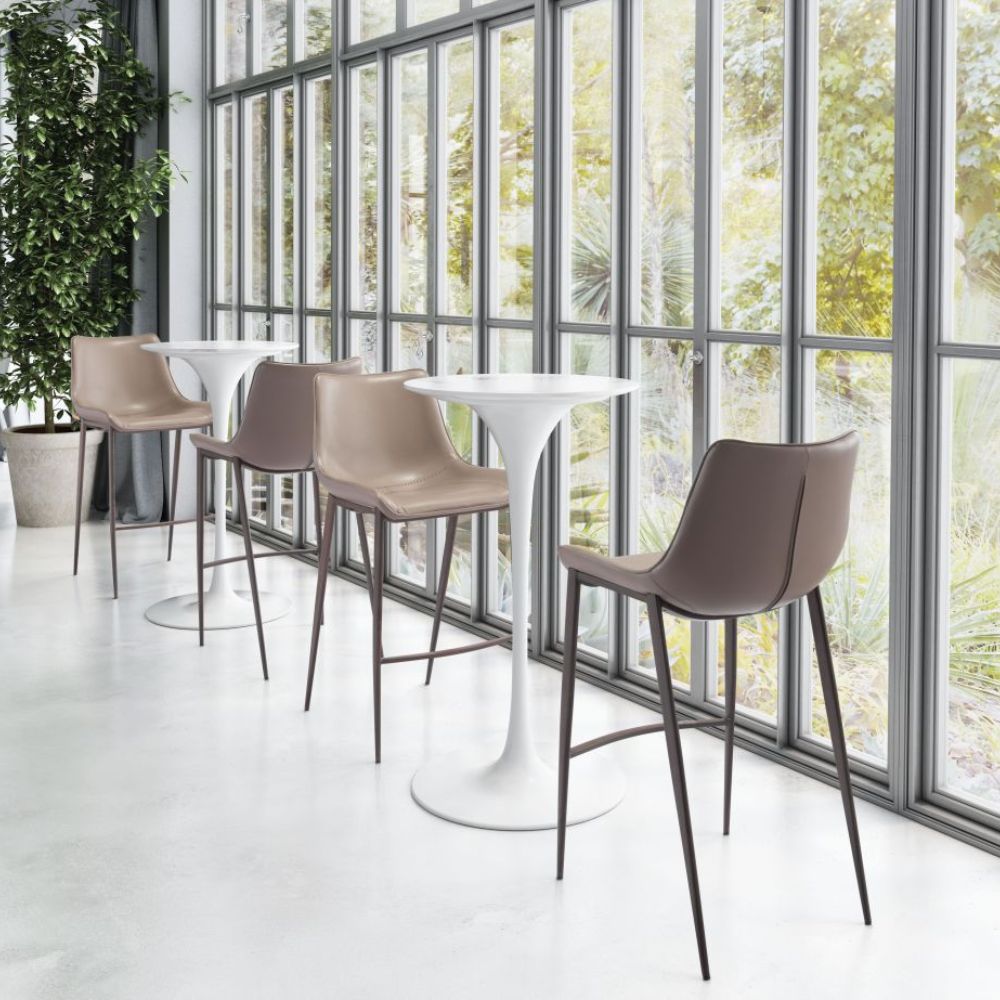 STOOL ZUO MAGNUS 101277 | Barstool | Walnut | 100% Polyurethane | Faux Leather | Inside | Interior Bar Restaurant Cafetería Food Court Bar Breakfast Kitchen Bistro Set