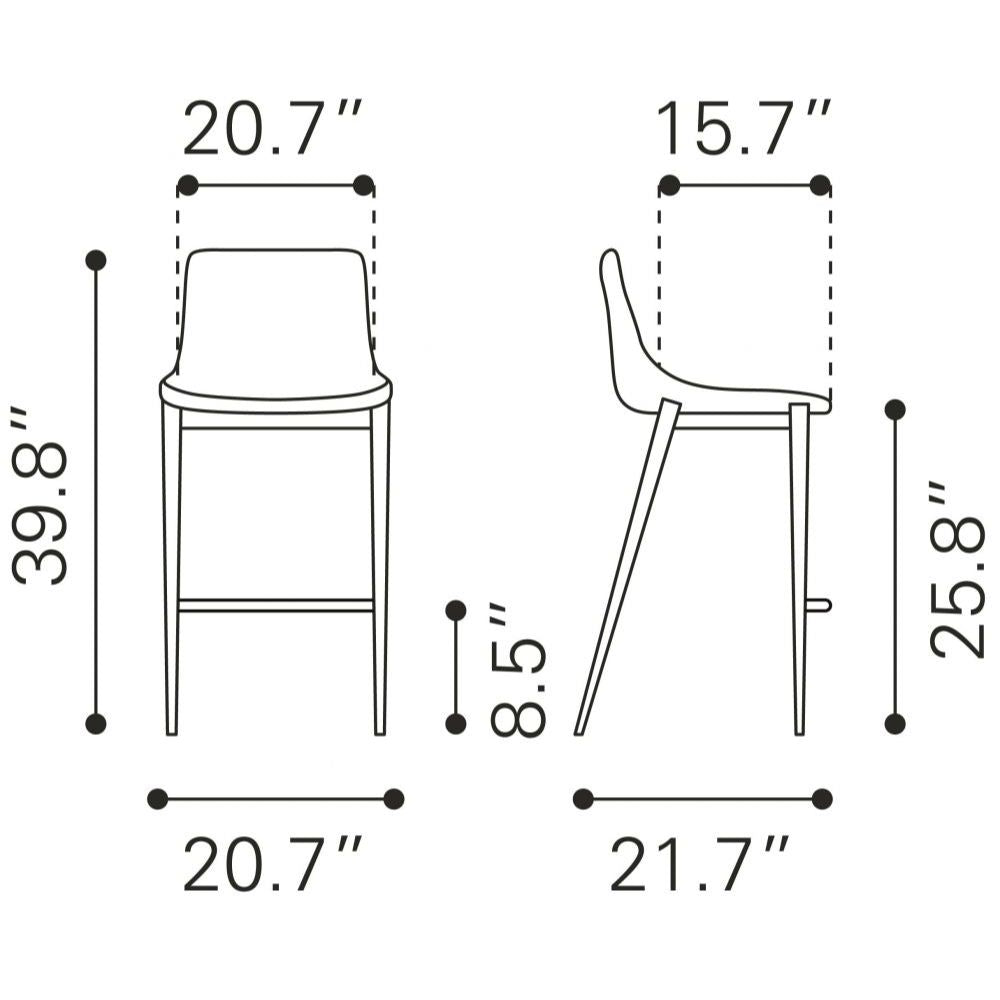 STOOL ZUO MAGNUS 101410 | Counter Stool for Kitchen and Bars | Brown Walnut | 100% Polyurethane | Faux Leather | Inside | Bar Restaurant Cafetería Food Court Bar Breakfast Kitchen Bistro Office Space