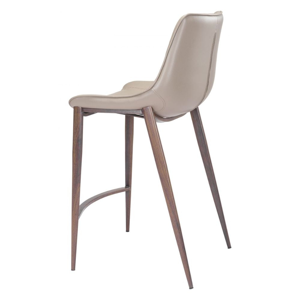 STOOL ZUO MAGNUS 101410 | Counter Stool for Kitchen and Bars | Brown Walnut | 100% Polyurethane | Faux Leather | Inside | Bar Restaurant Cafetería Food Court Bar Breakfast Kitchen Bistro Office Space