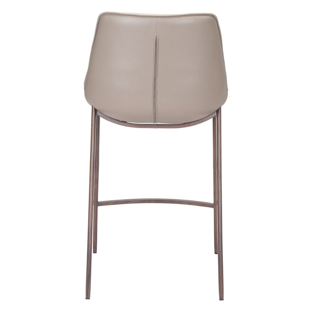 STOOL ZUO MAGNUS 101410 | Counter Stool for Kitchen and Bars | Brown Walnut | 100% Polyurethane | Faux Leather | Inside | Bar Restaurant Cafetería Food Court Bar Breakfast Kitchen Bistro Office Space