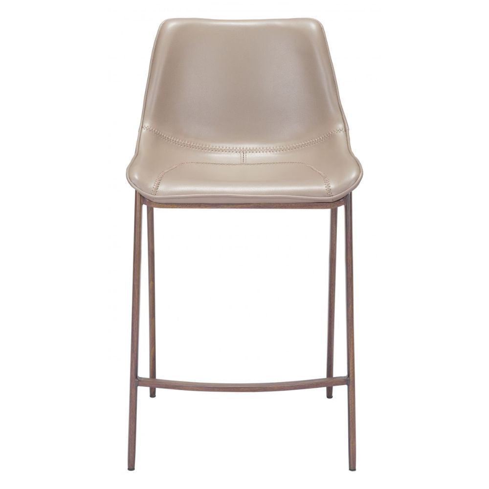 STOOL ZUO MAGNUS 101410 | Counter Stool for Kitchen and Bars | Brown Walnut | 100% Polyurethane | Faux Leather | Inside | Bar Restaurant Cafetería Food Court Bar Breakfast Kitchen Bistro Office Space
