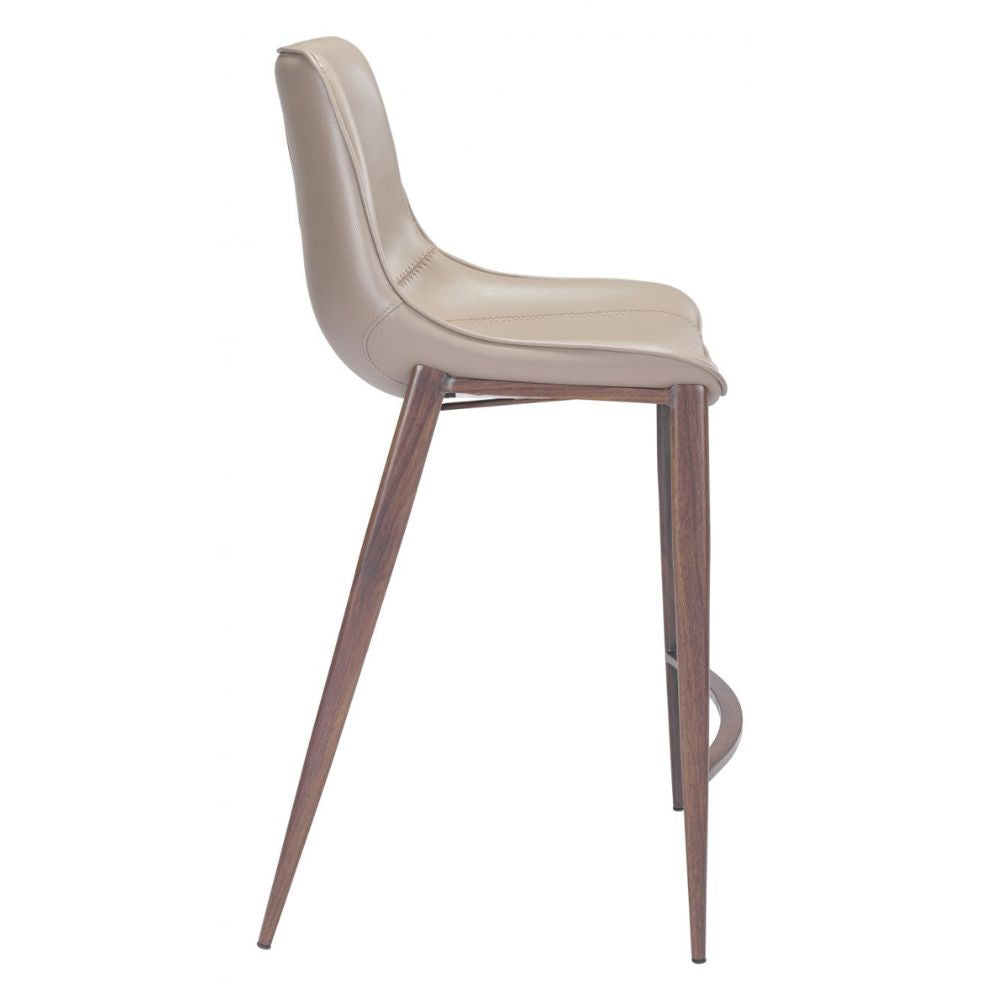 STOOL ZUO MAGNUS 101410 | Counter Stool for Kitchen and Bars | Brown Walnut | 100% Polyurethane | Faux Leather | Inside | Bar Restaurant Cafetería Food Court Bar Breakfast Kitchen Bistro Office Space