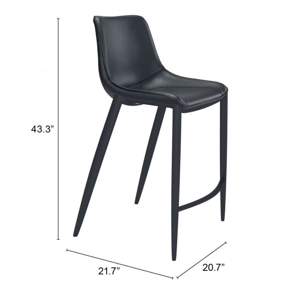 STOOL ZUO MAGNUS 101923 | Barstool | Black | 100% Polyurethane | Faux Leather | Inside | Bar Restaurant Cafetería Food Court Bar Breakfast Kitchen Bistro