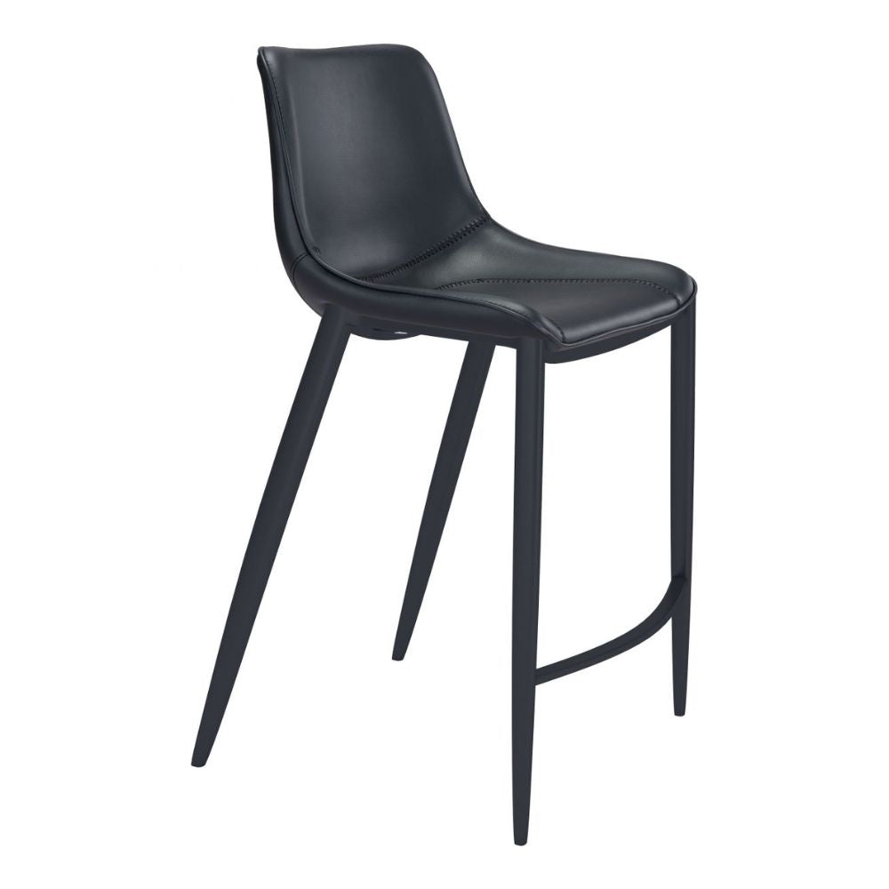 STOOL ZUO MAGNUS 101923 | Barstool | Black | 100% Polyurethane | Faux Leather | Inside | Bar Restaurant Cafetería Food Court Bar Breakfast Kitchen Bistro