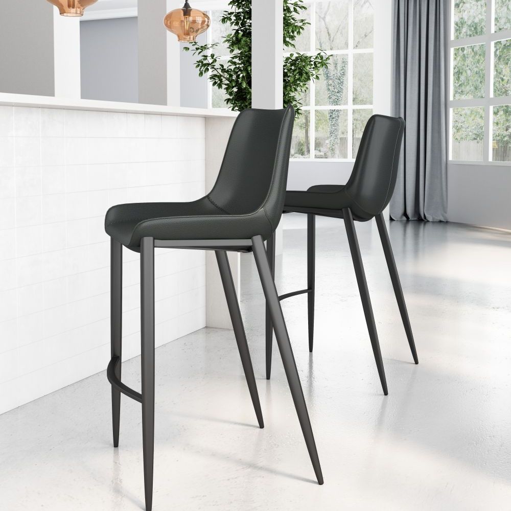 STOOL ZUO MAGNUS 101923 | Barstool | Black | 100% Polyurethane | Faux Leather | Inside | Bar Restaurant Cafetería Food Court Bar Breakfast Kitchen Bistro Set