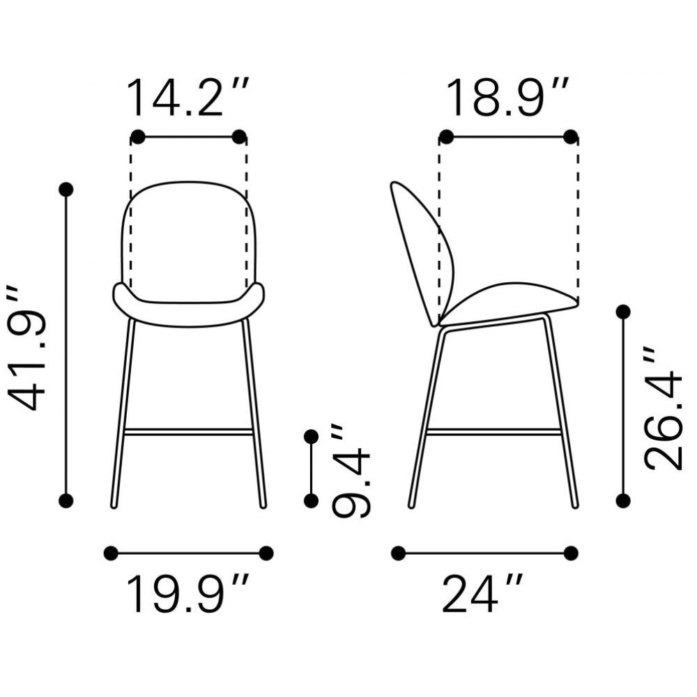 STOOL ZUO MILES 101745 | Counter Stool for Home and Bar | Red Black | 100% Polyurethane | Faux Leather | Inside | Bar Restaurant Cafetería Food Court Bar Breakfast Kitchen Bistro Office Space