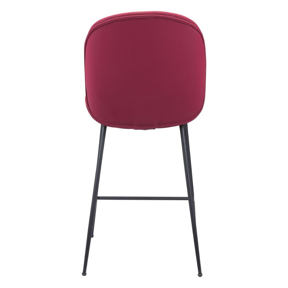 STOOL ZUO MILES 101745 | Counter Stool for Home and Bar | Red Black | 100% Polyurethane | Faux Leather | Inside | Bar Restaurant Cafetería Food Court Bar Breakfast Kitchen Bistro Office Space