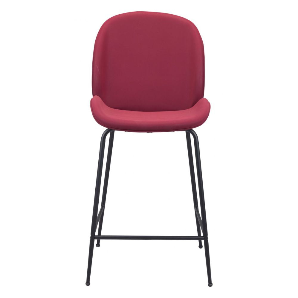 STOOL ZUO MILES 101745 | Counter Stool for Home and Bar | Red Black | 100% Polyurethane | Faux Leather | Inside | Bar Restaurant Cafetería Food Court Bar Breakfast Kitchen Bistro Office Space