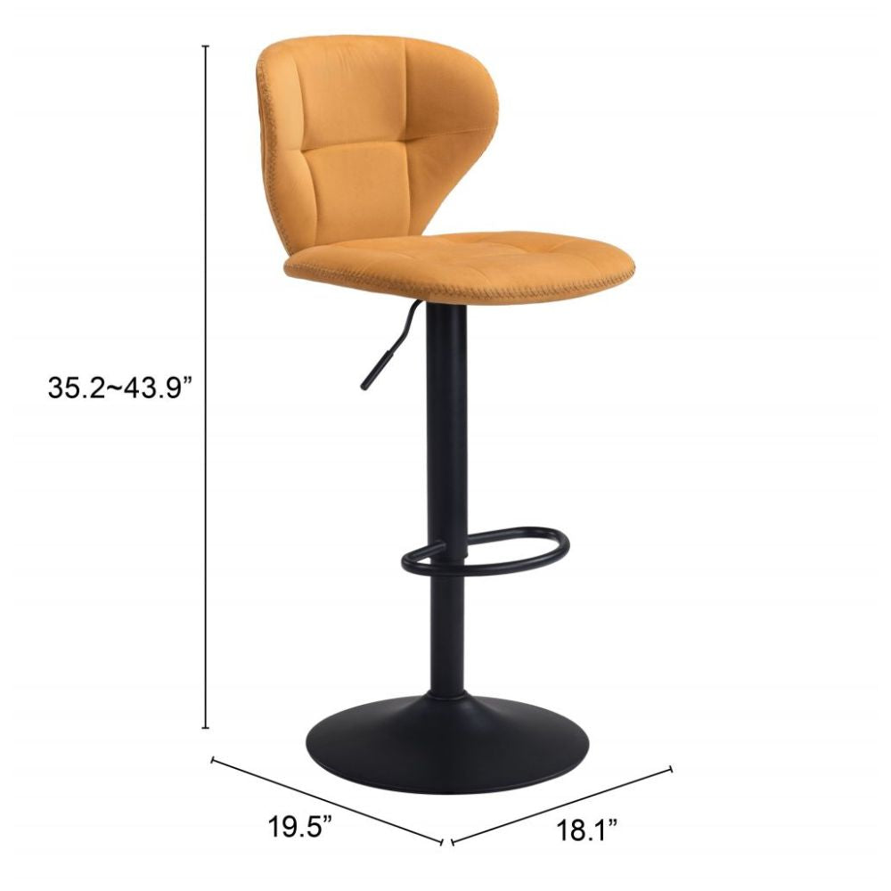 STOOL ZUO SALEM 101714 | Barstool | Yellow Black | 100% Polyester | Fabric Velvet | Inside | Use Interior Department Room Department Accommodation Studio Decoration Interiors Home Habitacion Dinner Room