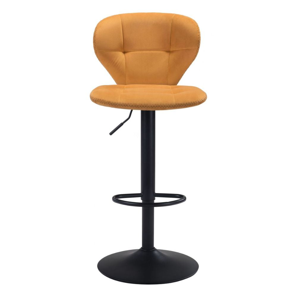 STOOL ZUO SALEM 101714 | Barstool | Yellow Black | 100% Polyester | Fabric Velvet | Inside | Use Interior Department Room Department Accommodation Studio Decoration Interiors Home Habitacion Dinner Room
