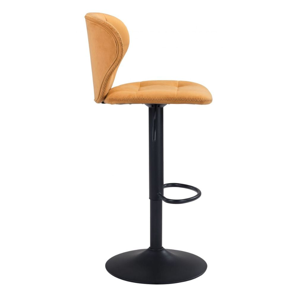 STOOL ZUO SALEM 101714 | Barstool | Yellow Black | 100% Polyester | Fabric Velvet | Inside | Use Interior Department Room Department Accommodation Studio Decoration Interiors Home Habitacion Dinner Room