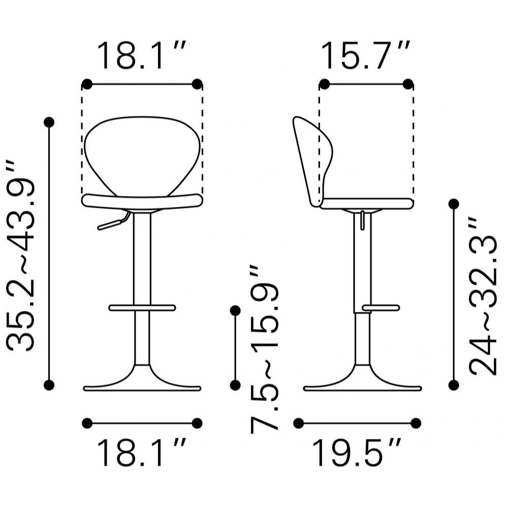 STOOL ZUO SALEM 101715 | Barstool | Gray Black | 100% Polyester | Fabric Velvet | Inside | Use Interior Department Room Department Accommodation Studio Decoration Interiors Home Habitacion Dinner Room