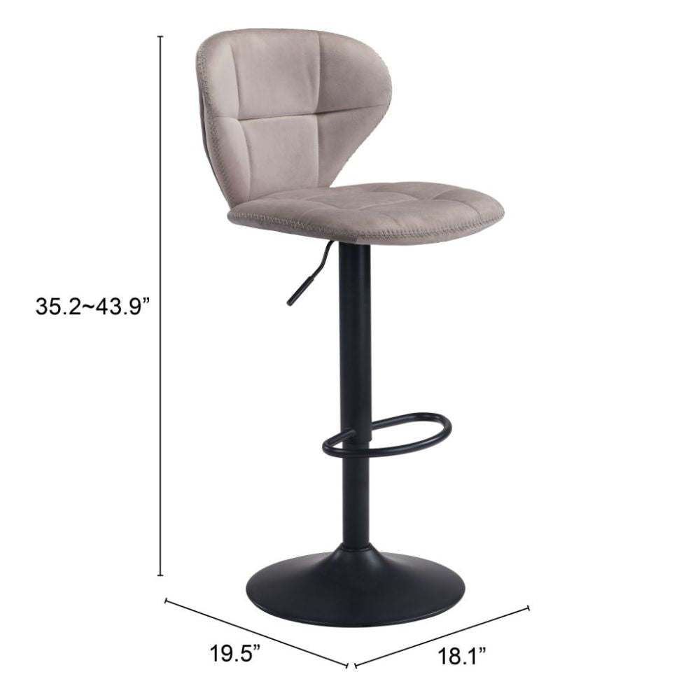 STOOL ZUO SALEM 101715 | Barstool | Gray Black | 100% Polyester | Fabric Velvet | Inside | Use Interior Department Room Department Accommodation Studio Decoration Interiors Home Habitacion Dinner Room