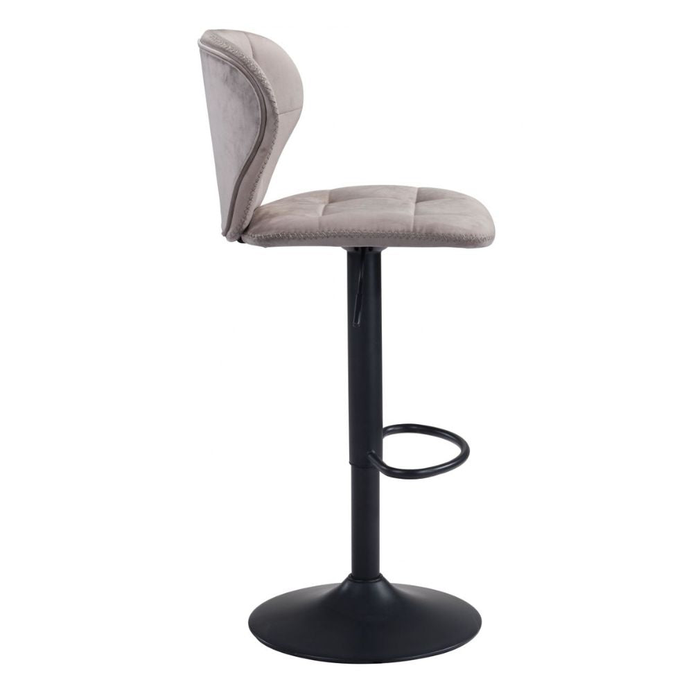 STOOL ZUO SALEM 101715 | Barstool | Gray Black | 100% Polyester | Fabric Velvet | Inside | Use Interior Department Room Department Accommodation Studio Decoration Interiors Home Habitacion Dinner Room