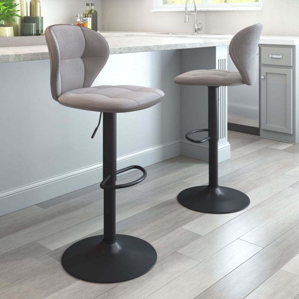 STOOL ZUO SALEM 101715 | Barstool | Gray Black | 100% Polyester | Fabric Velvet | Inside | Use Interior Department Room Department Accommodation Studio Decoration Interiors Home Habitacion Dinner Room Set