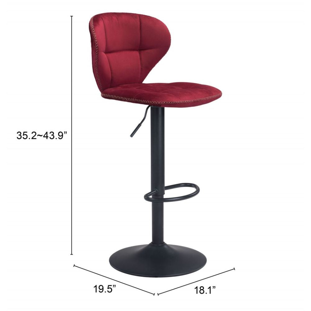 STOOL ZUO SALEM 101716 | Barstool | Red Black | 100% Polyester | Fabric Velvet | Inside | Use Interior Department Room Department Accommodation Studio Decoration Interiors Home Habitacion Dinner Room
