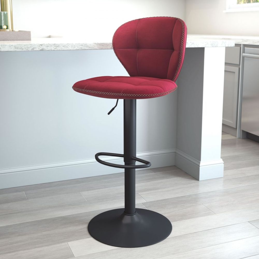 STOOL ZUO SALEM 101716 | Barstool | Red Black | 100% Polyester | Fabric Velvet | Inside | Use Interior Department Room Department Accommodation Studio Decoration Interiors Home Habitacion Dinner Room Set