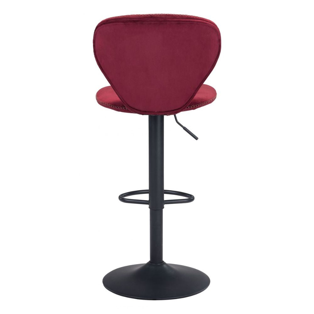 STOOL ZUO SALEM 101716 | Barstool | Red Black | 100% Polyester | Fabric Velvet | Inside | Use Interior Department Room Department Accommodation Studio Decoration Interiors Home Habitacion Dinner Room