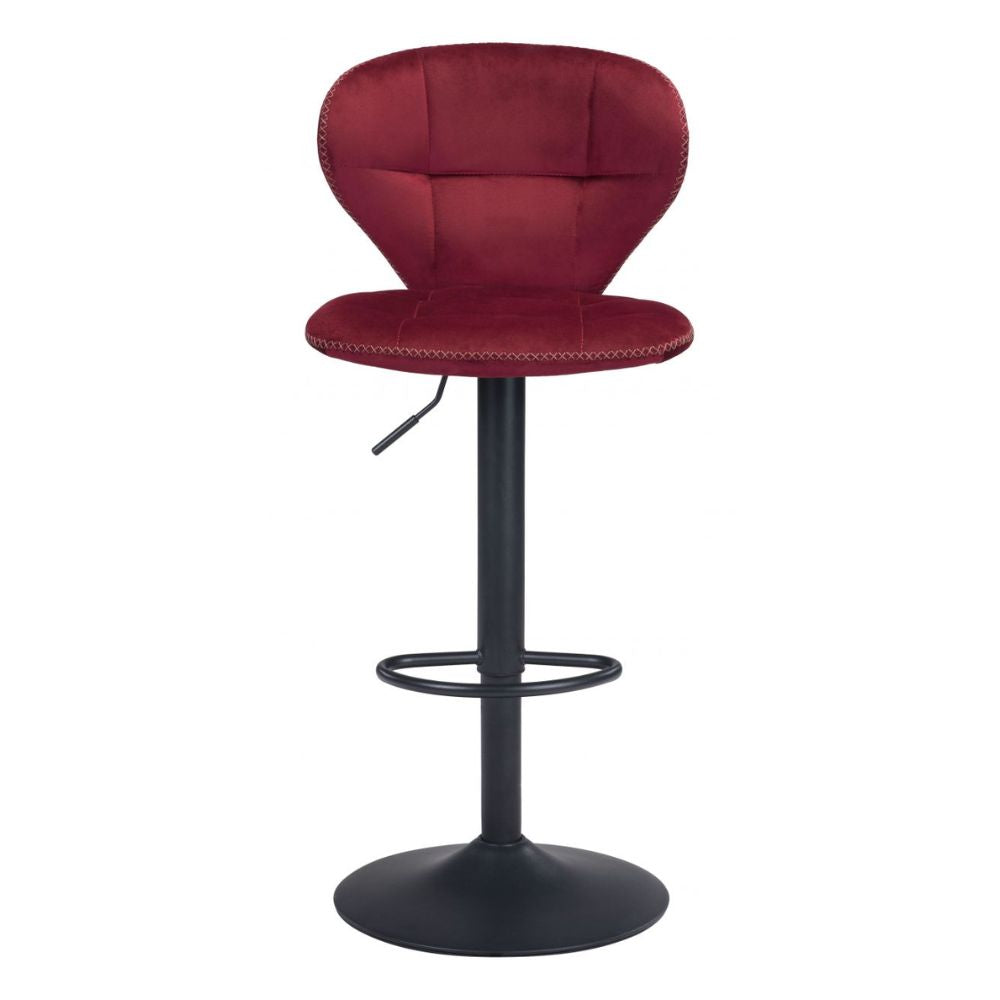 STOOL ZUO SALEM 101716 | Barstool | Red Black | 100% Polyester | Fabric Velvet | Inside | Use Interior Department Room Department Accommodation Studio Decoration Interiors Home Habitacion Dinner Room