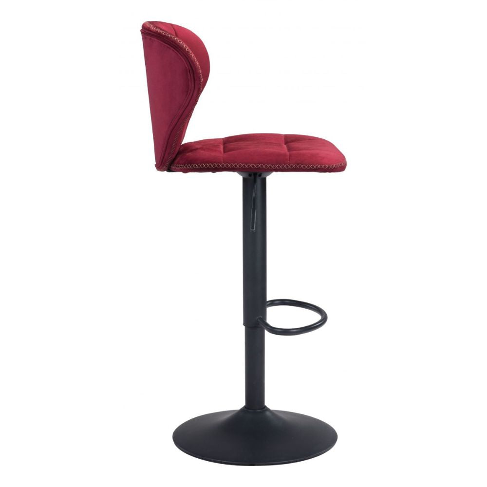 STOOL ZUO SALEM 101716 | Barstool | Red Black | 100% Polyester | Fabric Velvet | Inside | Use Interior Department Room Department Accommodation Studio Decoration Interiors Home Habitacion Dinner Room