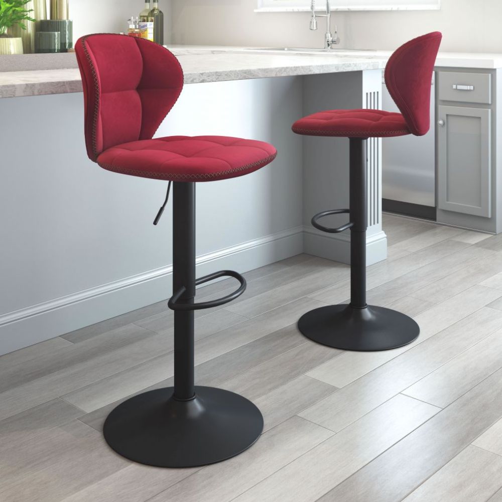 STOOL ZUO SALEM 101716 | Barstool | Red Black | 100% Polyester | Fabric Velvet | Inside | Use Interior Department Room Department Accommodation Studio Decoration Interiors Home Habitacion Dinner Room Set
