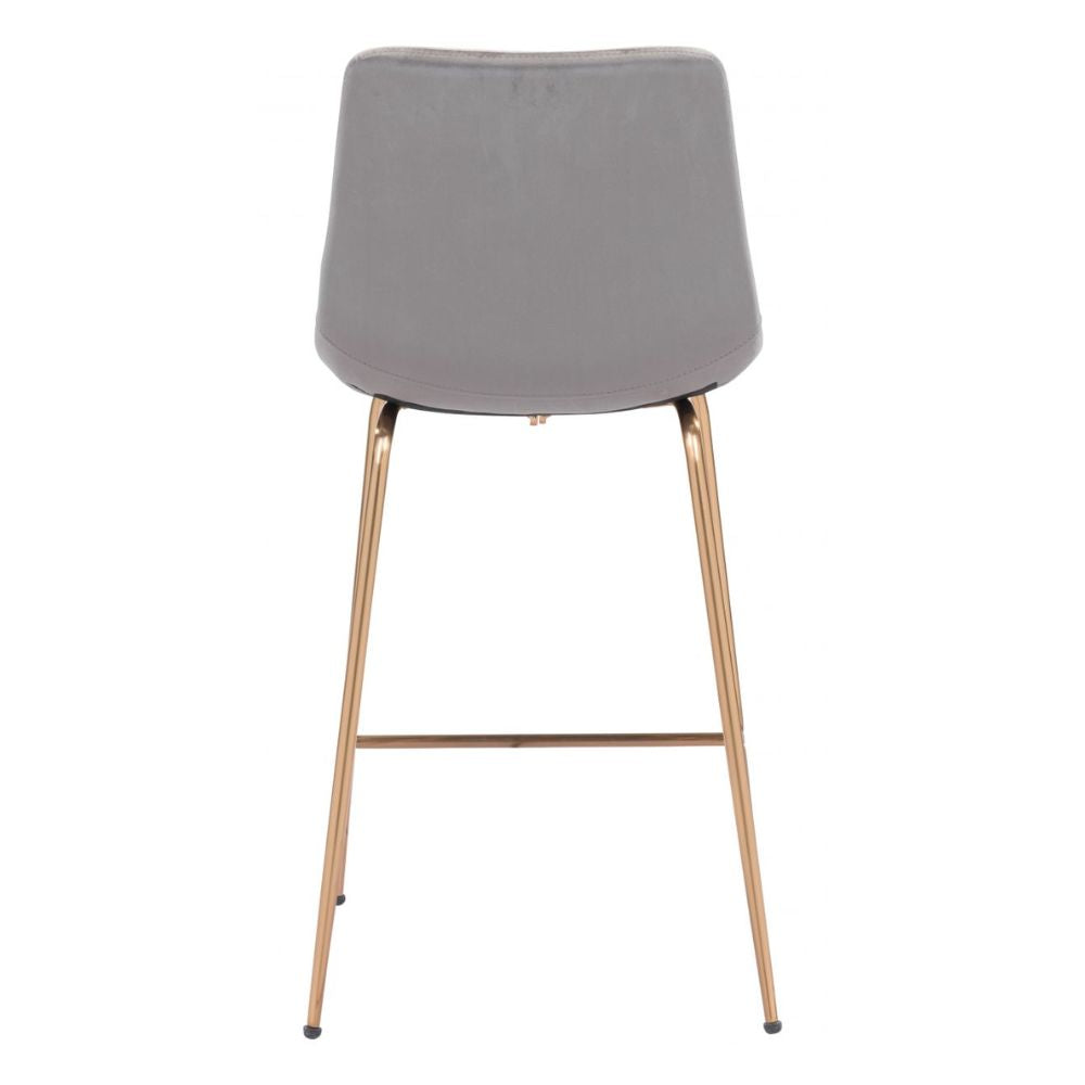 STOOL ZUO TONY 101761 | Counter Stool for Kitchen and Bar | Gold Gray | 100% Polyester | Fabric Velvet | Inside | Bar Restaurant Cafetería Food Court Bar Breakfast Kitchen Bistro Office Space