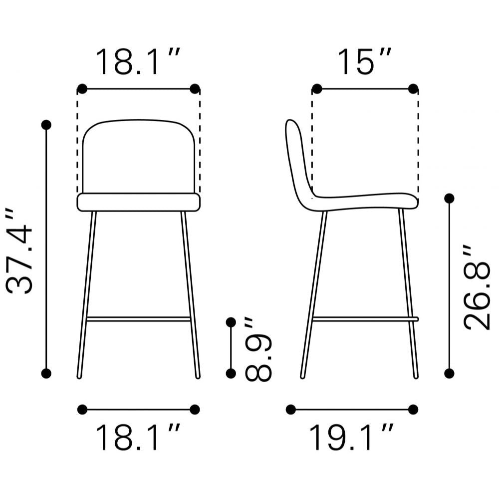 STOOL ZUO VAR 101894 |Bar Stool | Black Yellow Gold | 100%Polyester | Fabric | Inside | Bar Restaurant Cafetería Food Court Bar Breakfast Kitchen Bistro Office Space