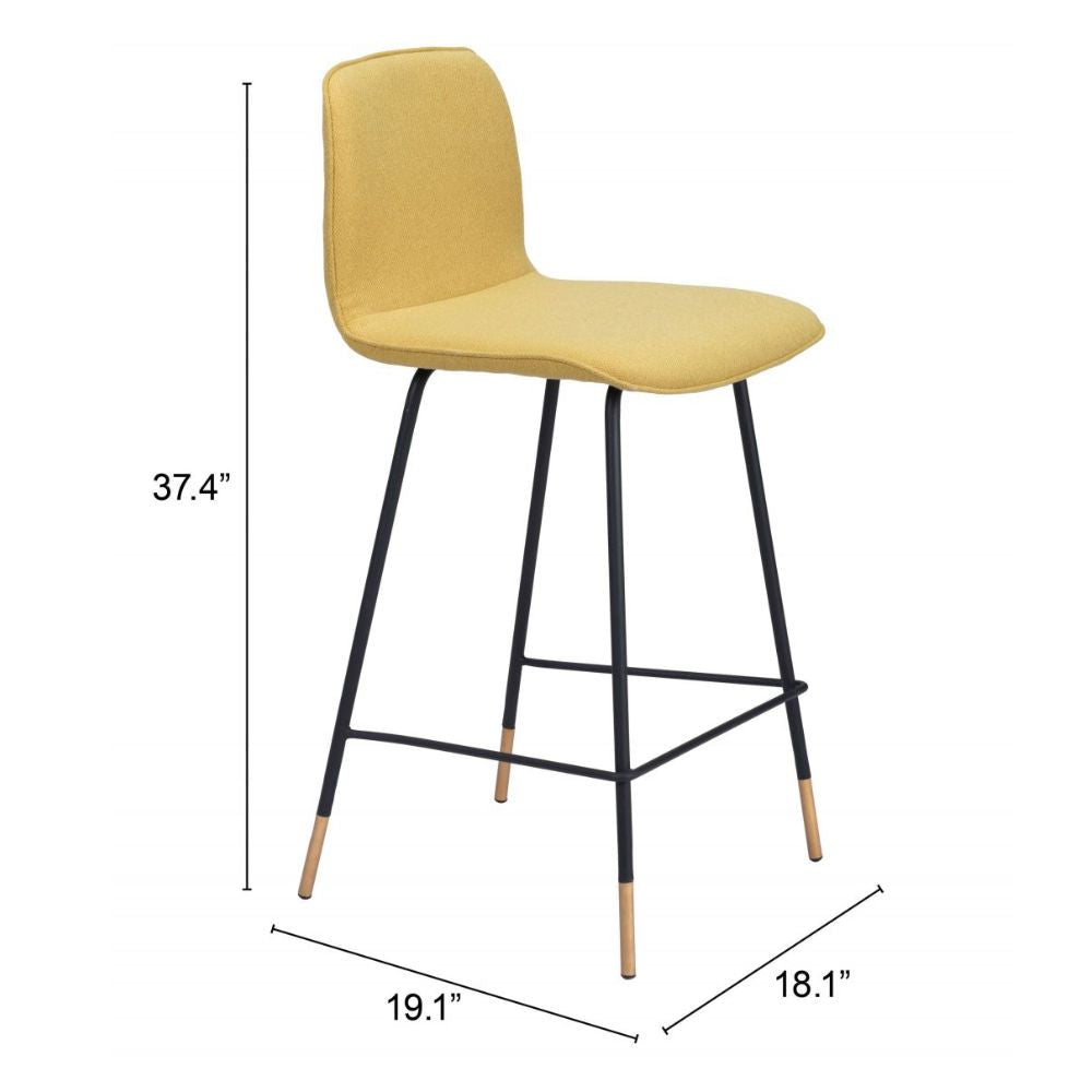 STOOL ZUO VAR 101894 |Bar Stool | Black Yellow Gold | 100%Polyester | Fabric | Inside | Bar Restaurant Cafetería Food Court Bar Breakfast Kitchen Bistro Office Space