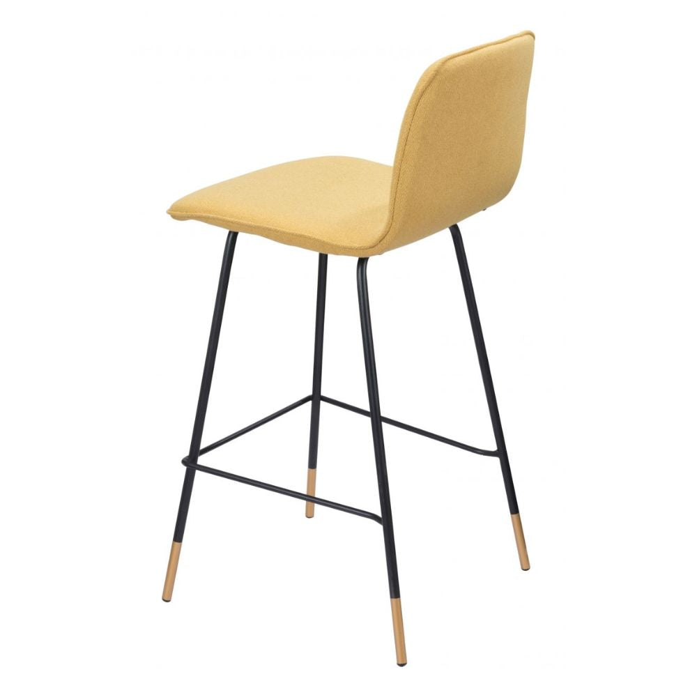 STOOL ZUO VAR 101894 |Bar Stool | Black Yellow Gold | 100%Polyester | Fabric | Inside | Bar Restaurant Cafetería Food Court Bar Breakfast Kitchen Bistro Office Space