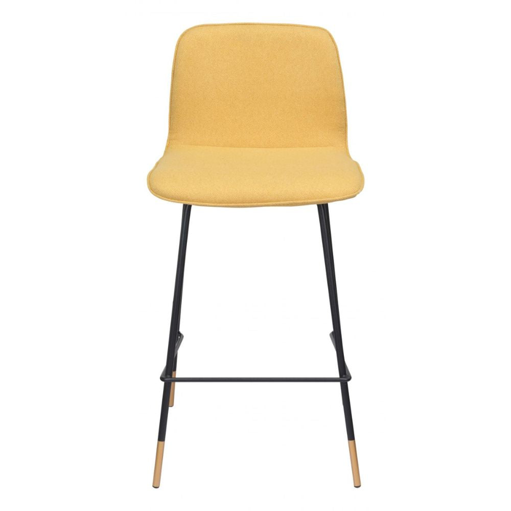 STOOL ZUO VAR 101894 |Bar Stool | Black Yellow Gold | 100%Polyester | Fabric | Inside | Bar Restaurant Cafetería Food Court Bar Breakfast Kitchen Bistro Office Space