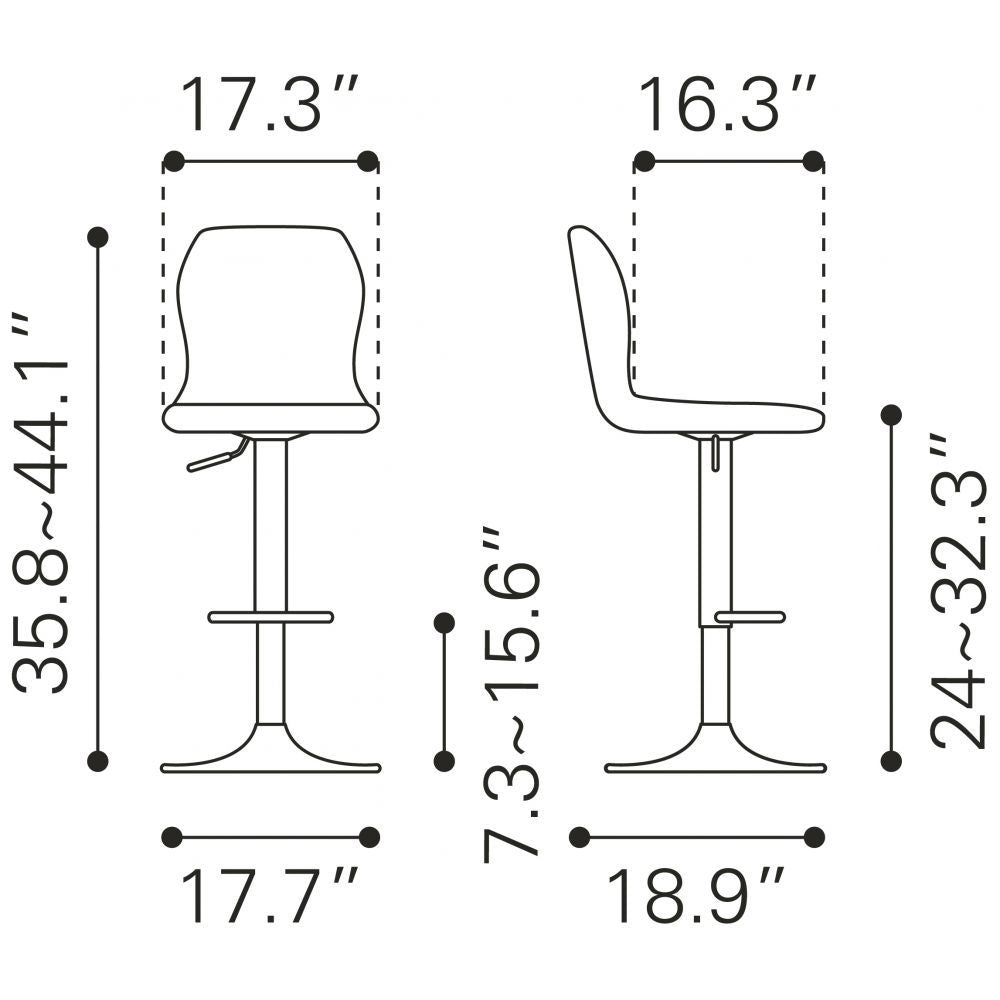 STOOL ZUO VITAL 109035 | Barstool | Black Bronze | 100% Polyurethane | Faux Leather | Inside | Use Interior Department Room Department Accommodation Studio Decoration Interiors Home Habitacion Dinner Room