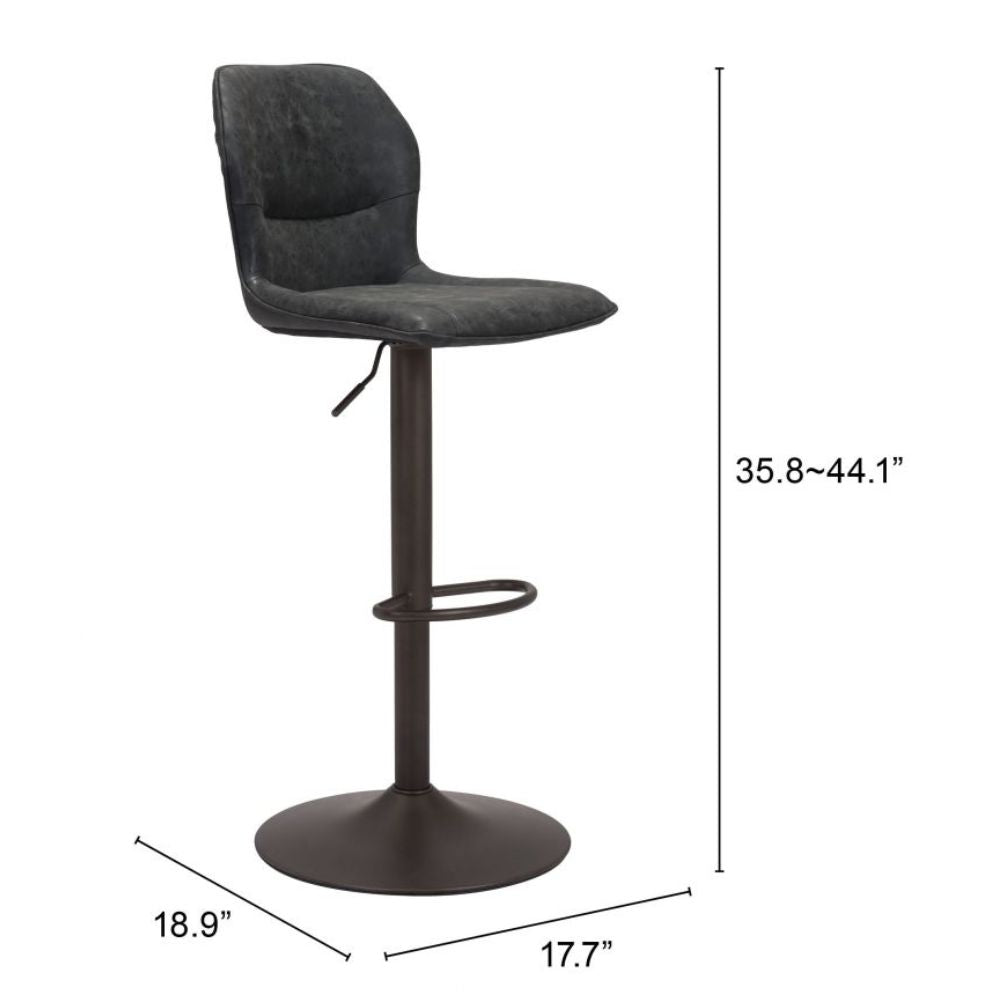 STOOL ZUO VITAL 109035 | Barstool | Black Bronze | 100% Polyurethane | Faux Leather | Inside | Use Interior Department Room Department Accommodation Studio Decoration Interiors Home Habitacion Dinner Room