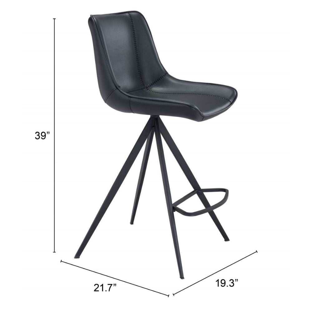 STOO ZUO AKI 101394 | Counter Stool for Kitchen and Bars | Black | 100% Polyurethane | Faux Leather | Inside | Bar Restaurant Cafetería Food Court Bar Breakfast Kitchen Bistro Office Space
