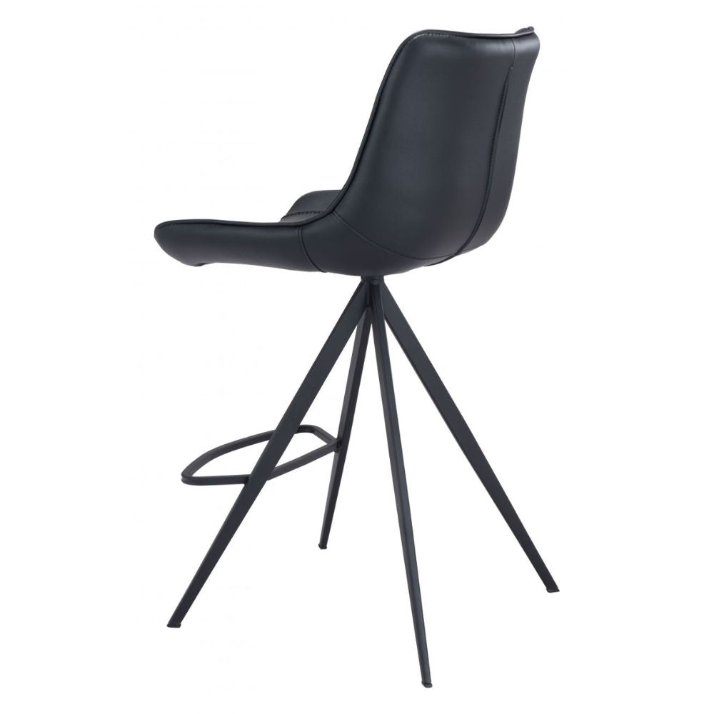 STOO ZUO AKI 101394 | Counter Stool for Kitchen and Bars | Black | 100% Polyurethane | Faux Leather | Inside | Bar Restaurant Cafetería Food Court Bar Breakfast Kitchen Bistro Office Space