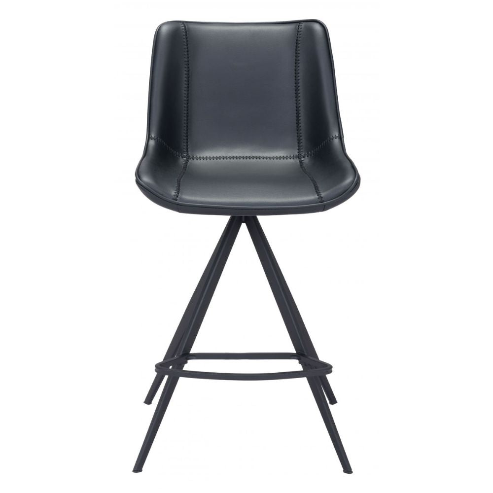 STOO ZUO AKI 101394 | Counter Stool for Kitchen and Bars | Black | 100% Polyurethane | Faux Leather | Inside | Bar Restaurant Cafetería Food Court Bar Breakfast Kitchen Bistro Office Space
