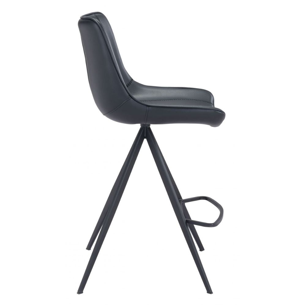 STOO ZUO AKI 101394 | Counter Stool for Kitchen and Bars | Black | 100% Polyurethane | Faux Leather | Inside | Bar Restaurant Cafetería Food Court Bar Breakfast Kitchen Bistro Office Space
