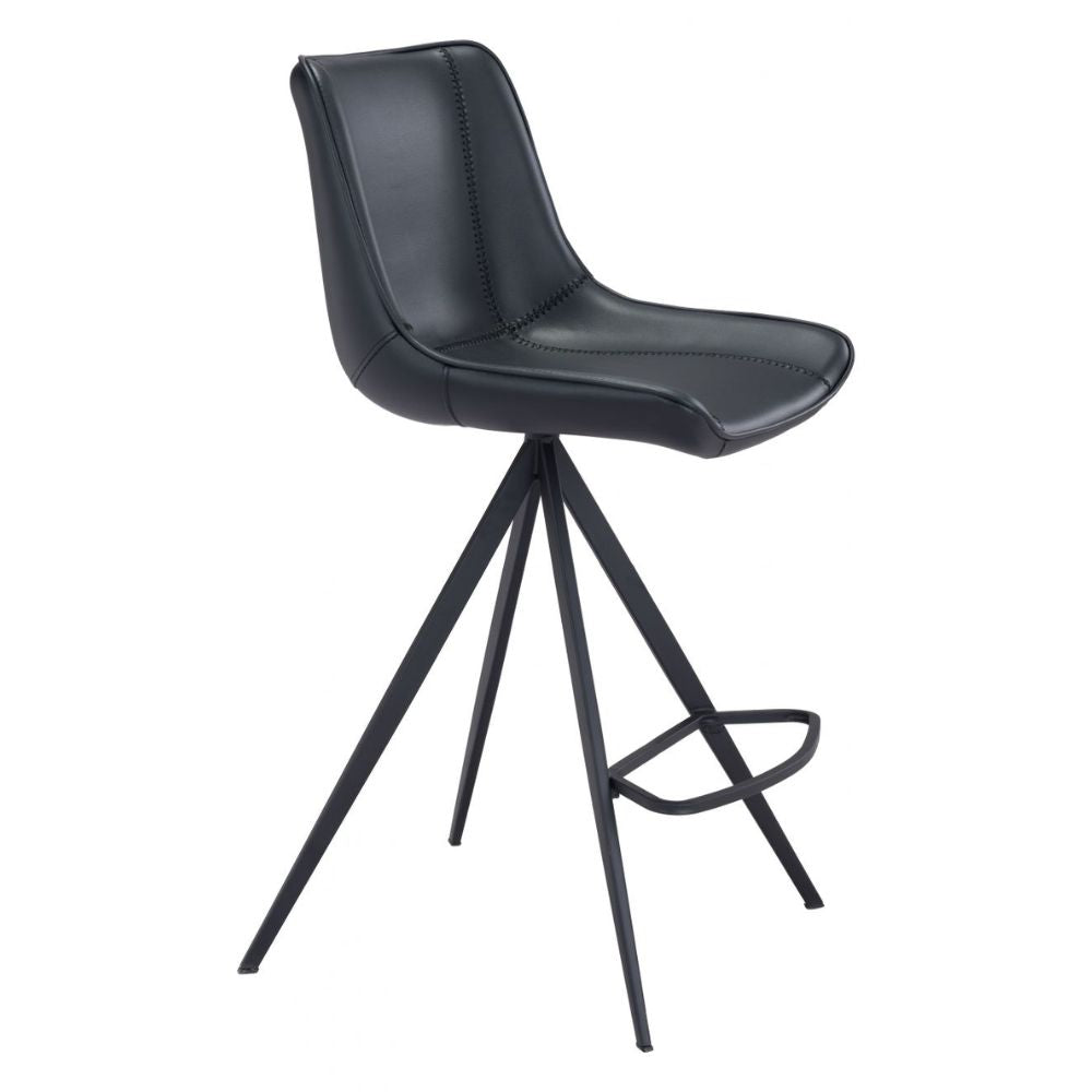 STOO ZUO AKI 101394 | Counter Stool for Kitchen and Bars | Black | 100% Polyurethane | Faux Leather | Inside | Bar Restaurant Cafetería Food Court Bar Breakfast Kitchen Bistro Office Space