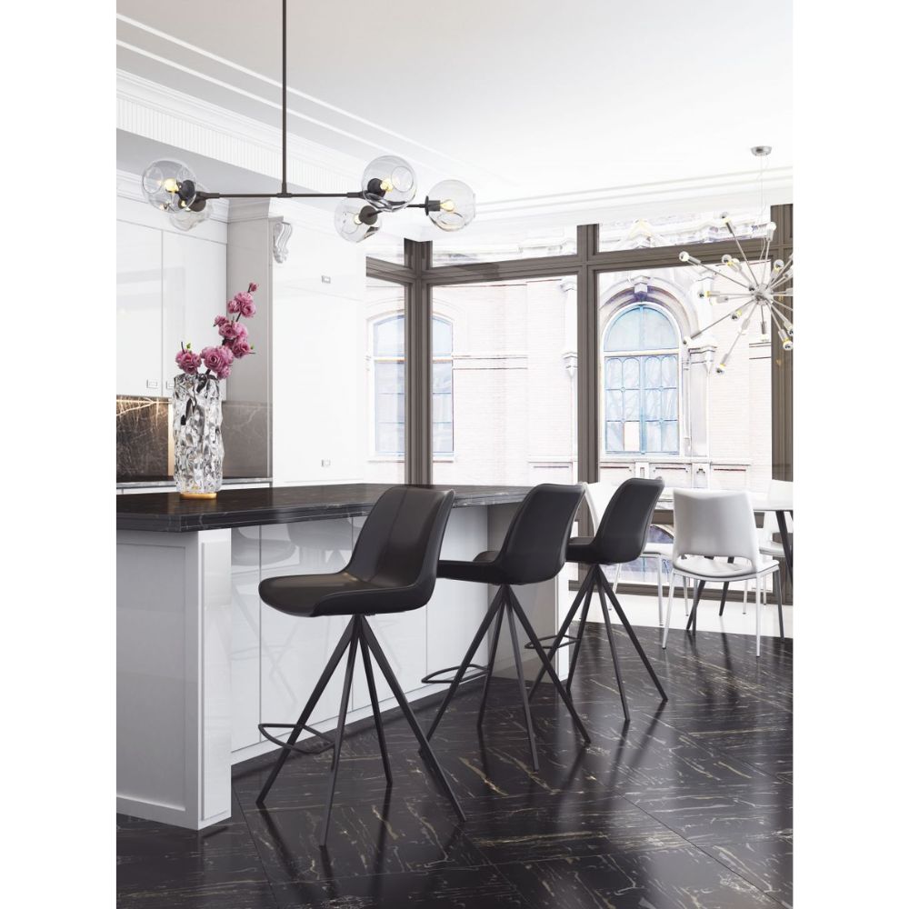 STOO ZUO AKI 101394 | Counter Stool for Kitchen and Bars | Black | 100% Polyurethane | Faux Leather | Inside | Bar Restaurant Cafetería Food Court Bar Breakfast Kitchen Bistro Office Space Set