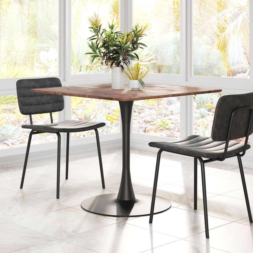 TABLE BYRON ZUO 101818 | Dining Table | Brown Black | Faux Wood MDF | Powder Coated Steel | Inside | Kitchen Living Room Office Bar Area Set